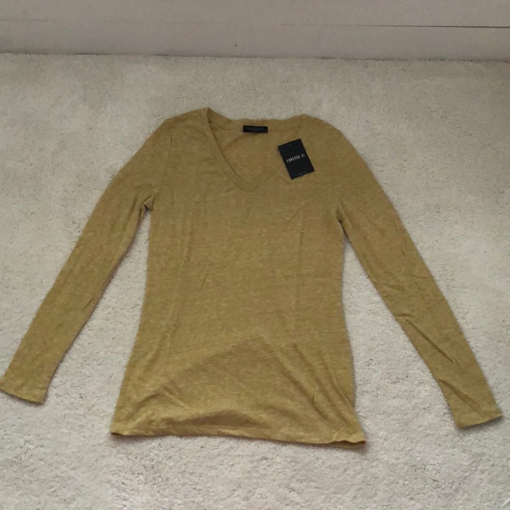 Mustard v neck long sleeve top